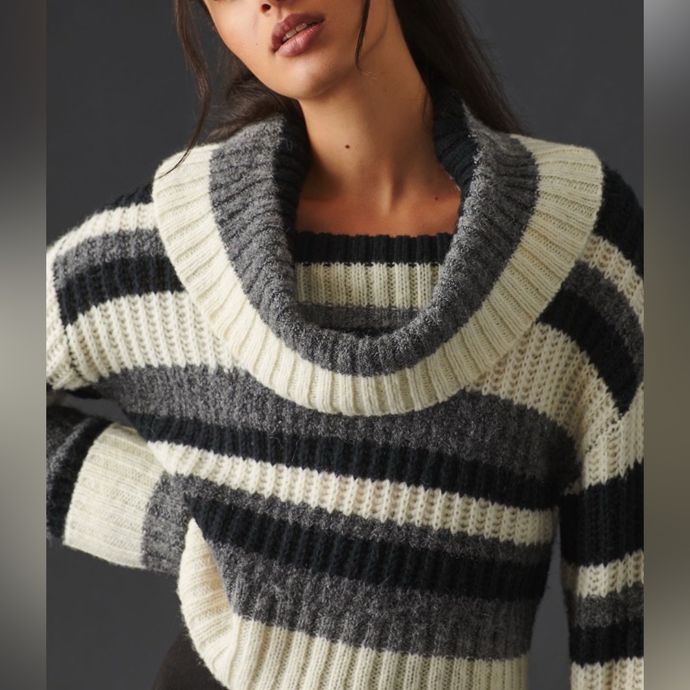 Anthropologie Striped Turtleneck Sweater